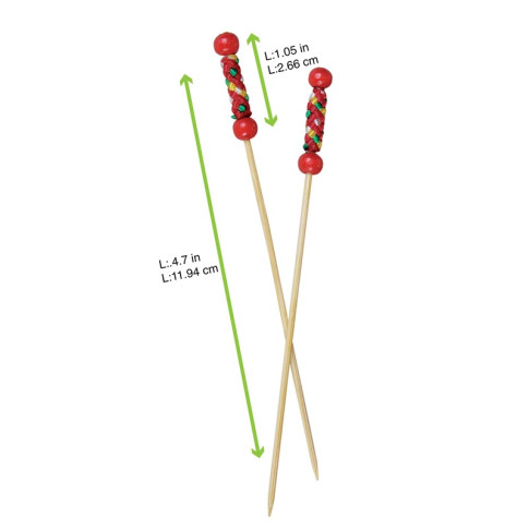 Pique bambou Fuji avec une extrémité décor rouge  H112mm