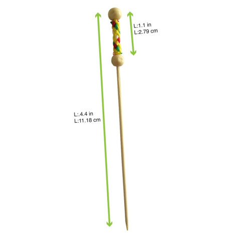 Pique bambou Fuji avec une extrémité décor jaune  H112mm