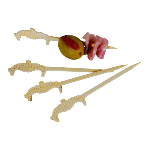 Pique bambou Tokai avec une extrémité décor hippocampe  H90mm