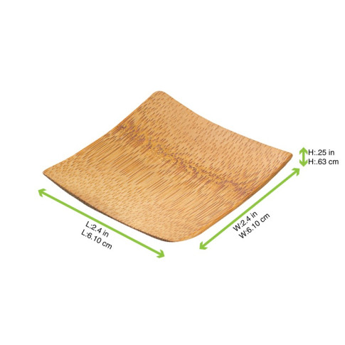 Mini assiette bambou carrée lisse "Krabi"  60x60mm