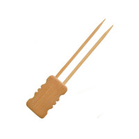 Pique bambou Mbola double branches avec une extrémité en bloc en bambou  H150mm