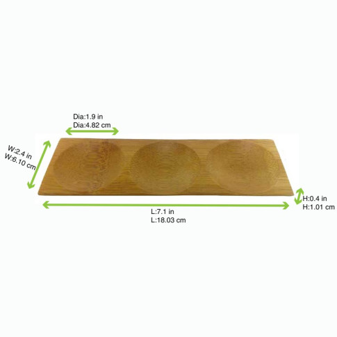 Assiette bambou 3 compartiments "Patong"  180x60mm H10mm