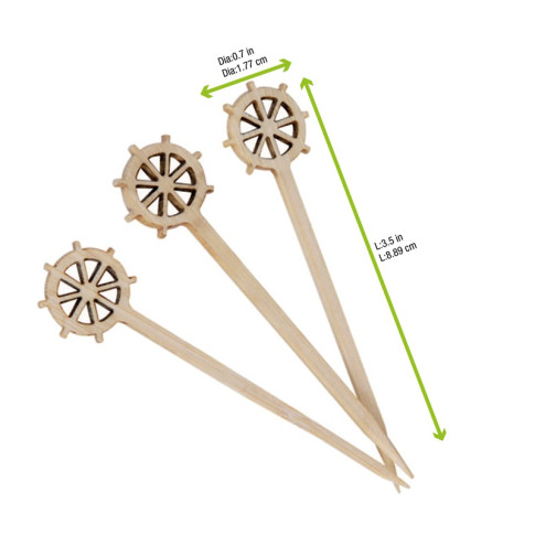 Pique bambou Ugi avec une extrémité roue  H90mm