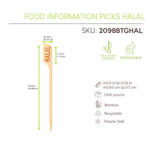 Pique bambou Teppo Gushi inscription No Gluten (Halal)   H90mm