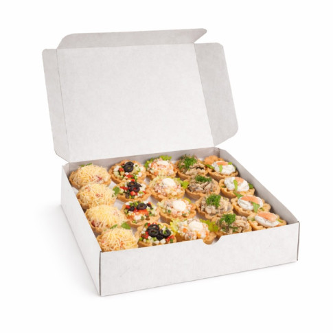 Boite traiteur lunch carton microcannelé blanc  280x190mm H60mm