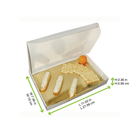 Boite traiteur lunch carton microcannelé blanc  280x190mm H60mm