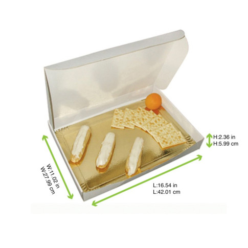 Boite traiteur lunch carton microcannelé blanc  420x280mm H60mm