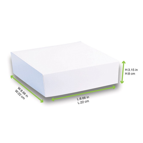 Boîte pâtissière carton blanche 220x220mm H80mm
