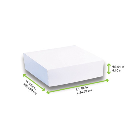 Boîte pâtissière carton blanche 250x250mm H100mm