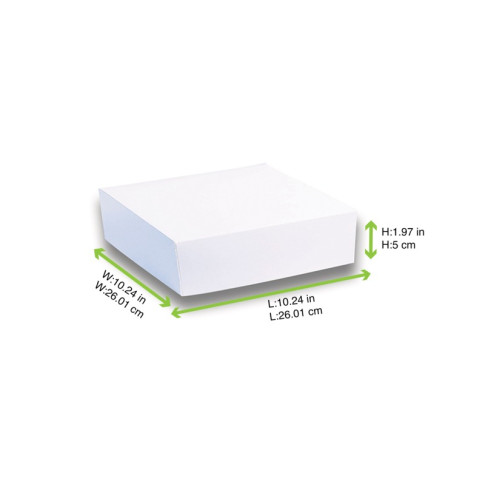 Boite pâtissière carton blanche  260x260mm H50mm