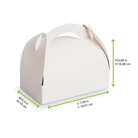Boîte pâtissière carton blanche avec anse 180x160mm H168mm