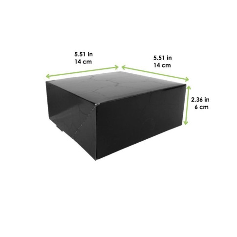 Boîte pâtissière noire effet marbré 140x140mm H60mm