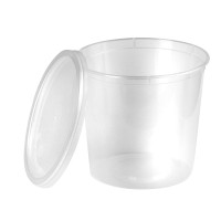 Boite plastique PP ronde transparente avec couvercle  H125mm 870ml