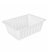 Barquette charcutière rectangle en plastique translucide pour préparation froide, de contenance 500g 143x111mm H49mm 500ml