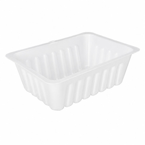 Barquette charcutière rectangle en plastique translucide pour préparation froide, de contenance 500g 143x111mm H49mm 500ml
