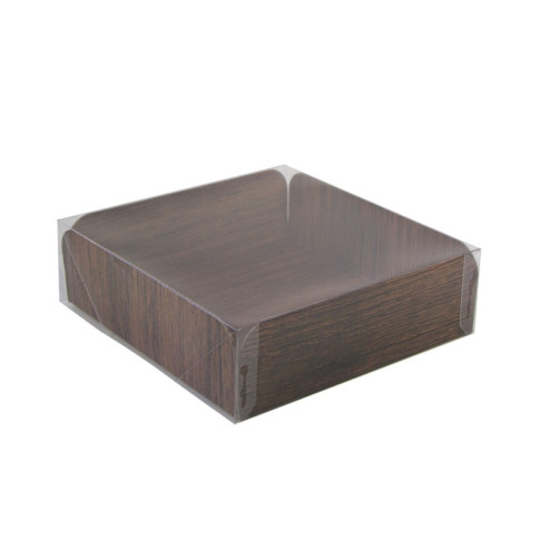 Carré rainé carton décor bois double face+Couv. PET  203,2x203,2mm H63,5mm