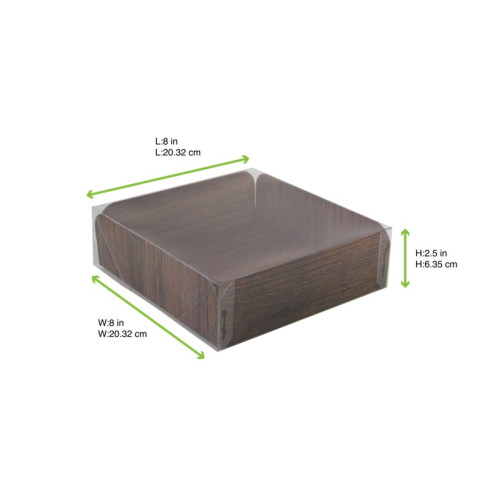 Carré rainé carton décor bois double face+Couv. PET  203,2x203,2mm H63,5mm