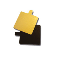 Carré avec languette carton double face or noir  80x80mm