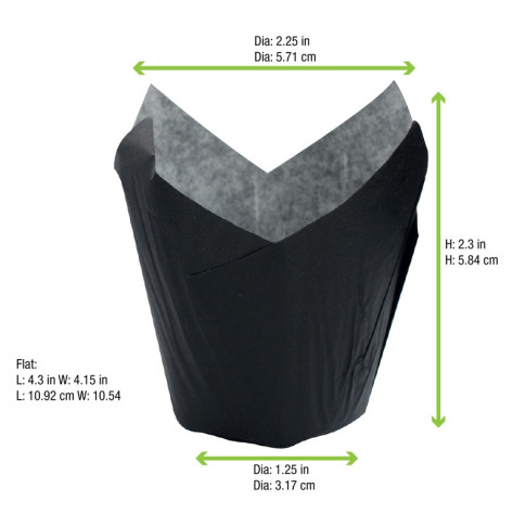 Caissette de cuisson forme tulipe en papier noir ingraissable