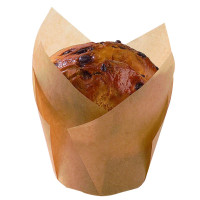 Caissette de cuisson forme tulipe en papier brun siliconé   H80mm