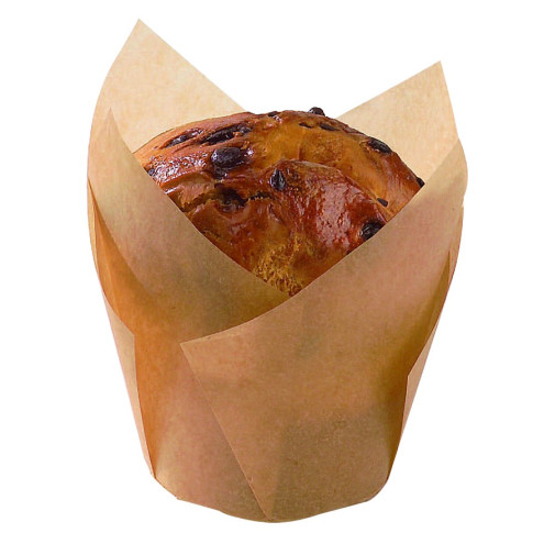 Caissette de cuisson forme tulipe en papier brun siliconé   H80mm