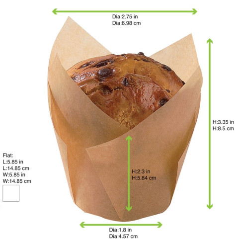 Caissette de cuisson forme tulipe en papier brun siliconé   H80mm