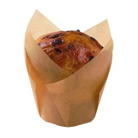 Caissette de cuisson forme tulipe en papier brun siliconé   H85mm