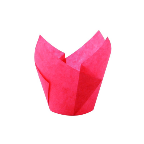Caissette de cuisson forme tulipe en papier rose ingraissable  H85mm
