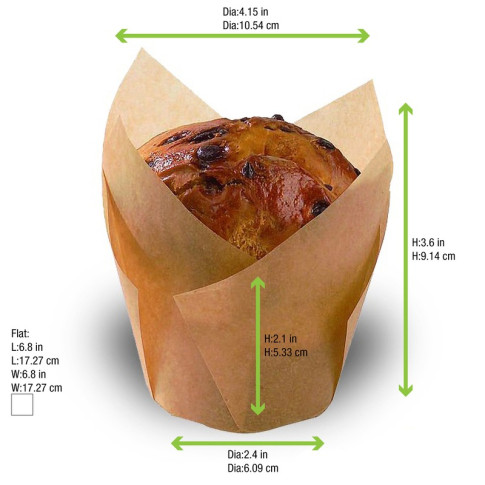 Caissette de cuisson forme tulipe en papier brun siliconé  H90mm