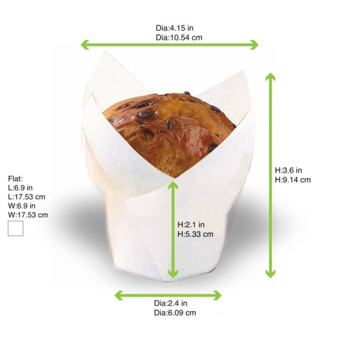 Caissette de cuisson forme tulipe en papier blanc siliconé   H95mm