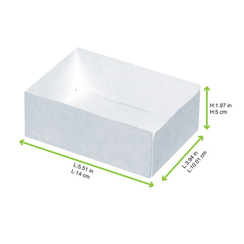Boite pâtissière carton blanc sans couvercle  140x100mm H50mm