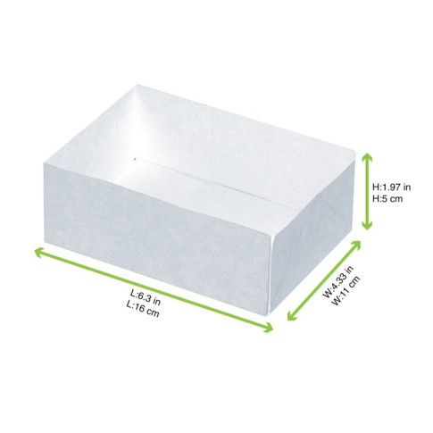Boite pâtissière carton blanc sans couvercle  160x110mm H50mm