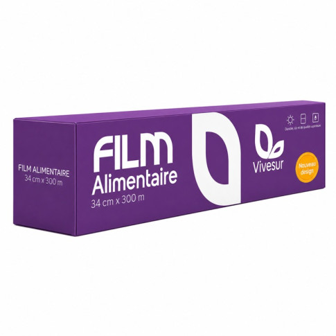 Film alimentaire PVC 300M en boite distributrice 345x90mm H90mm