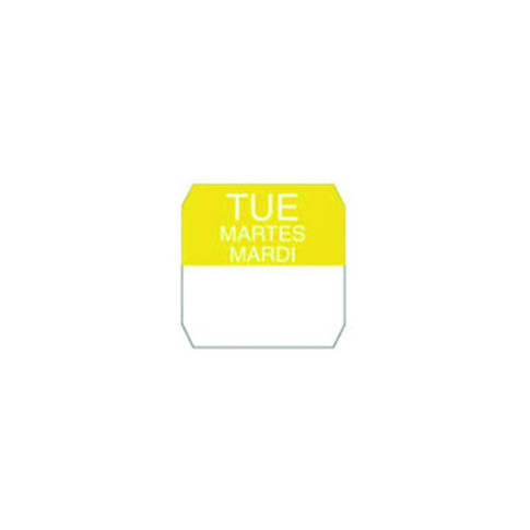 Rouleau étiquette jaune mardi  25x25mm