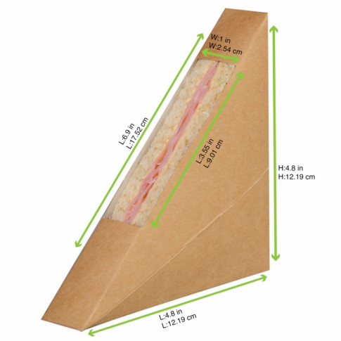 Triangle sandwich kraft simple à fenêtre  26x123mm H123mm