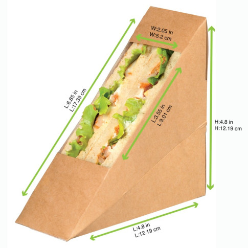 Triangle sandwich kraft simple à fenêtre  53x87mm H175mm