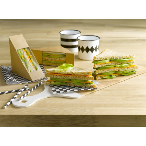 Triangle sandwich kraft double à fenêtre  72x123mm H123mm