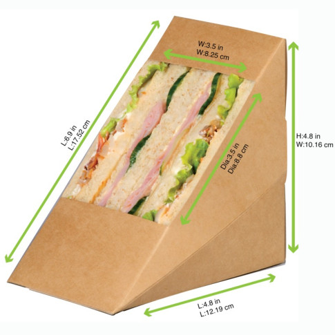 Triangle sandwich kraft triple à fenêtre  82x123mm H123mm