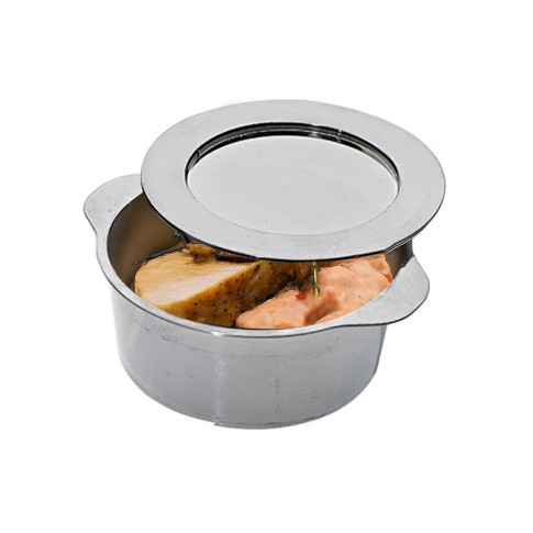Mini chaudron plastique PS argenté avec couvercle   H34mm