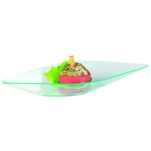 Mise en bouche plastique PS vert transparente forme diamant "Eleni" 130x41mm H20mm 15ml