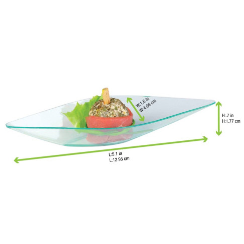 Mise en bouche plastique PS vert transparente forme diamant "Eleni" 130x41mm H20mm 15ml