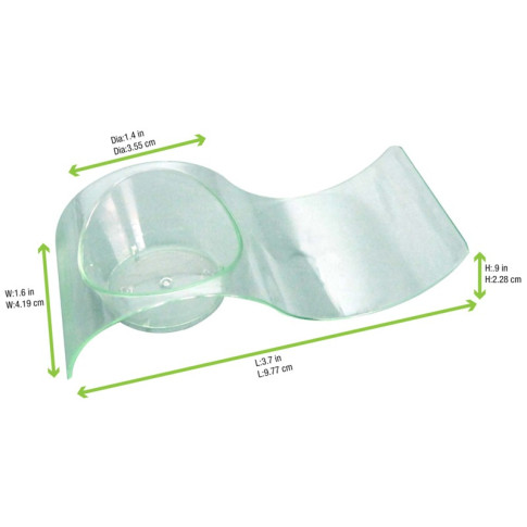 Mise en bouche  pot vague plastique PS vert transparente “Gizmo“  100x40mm H24mm