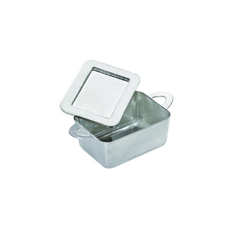 Mini marmite plastique PS argentée avec couvercle "Loukia"  95x53mm H35mm
