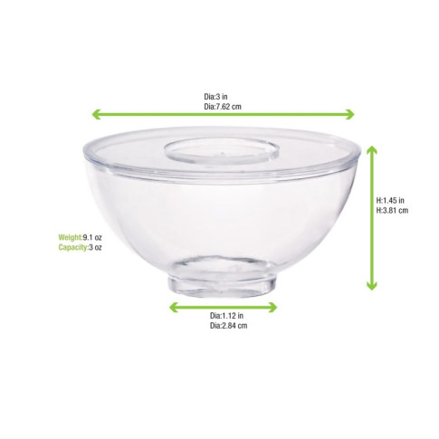 Mini coupelle plastique PS transparente "Milou"   H40mm 90ml