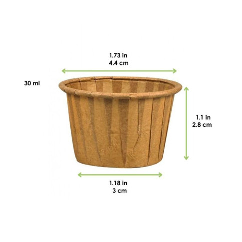 Pot papier plissé kraft avec Boite distributrice   H28mm 30ml