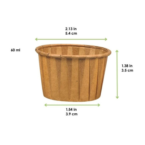 Pot papier plissé kraft avec Boite distributrice   H35mm 60ml