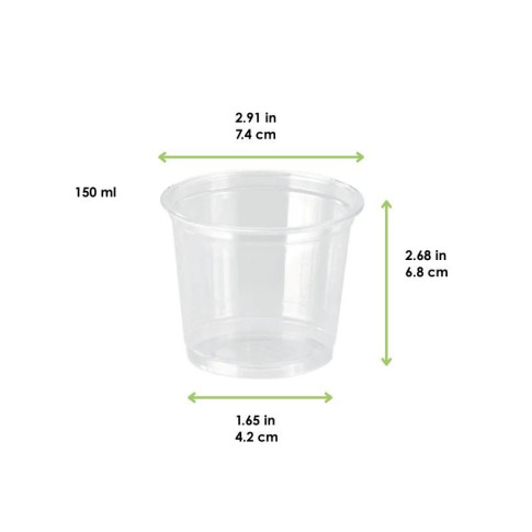Pot plastique PET transparent  H68mm 150ml