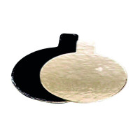 Rond avec languette carton double face or noir