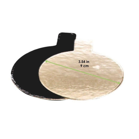 Rond avec languette carton double face or noir
