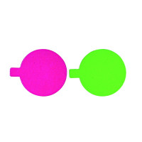 Rond avec languette carton double face anis/fushia